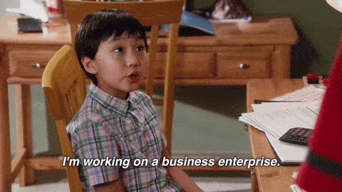 little kid saying, "i'm working on a business enterprise"