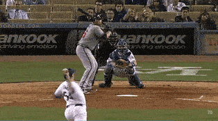 pitcher almost getting hit by baseball